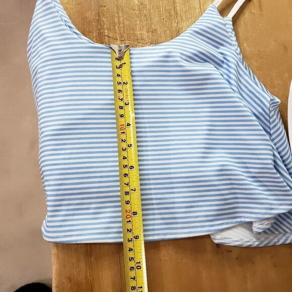 Zara Cute Small Stripped Blue White Cropped Top - Picture 2 of 6